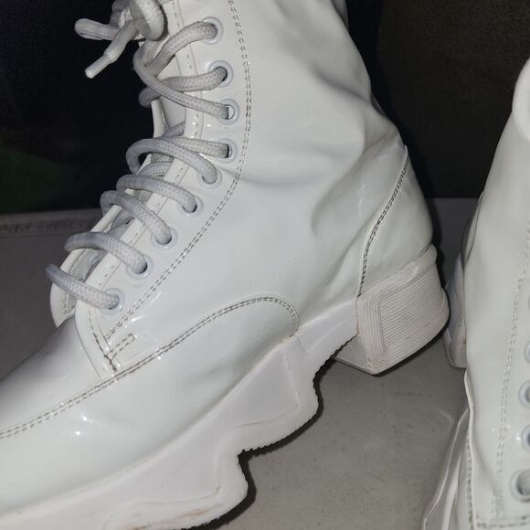 iRi AROM 6.5 White Patent Lace Up Wavy Sole Space Futuristic Ankle Boots Italy - Picture 7 of 15